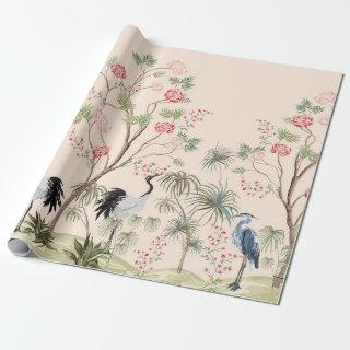 Beautiful exotic chinoiserie wallpaper. Hand drawn