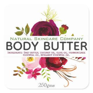 Beautiful Floral Body Butter Square Sticker