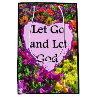 BEAUTIFUL FLORAL LET GO AND LET GOD PHOTO MEDIUM GIFT BAG