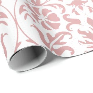 Beautiful Floral Pink and White Damask Design