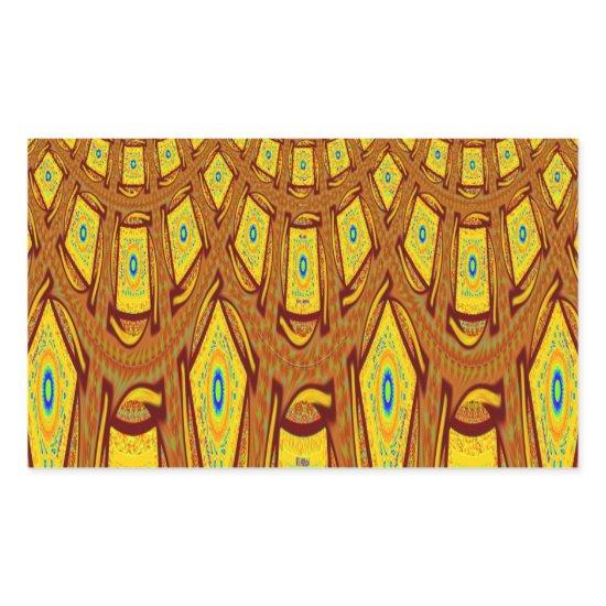 Beautiful Golden Brown African Tribal Print vector Rectangular Sticker