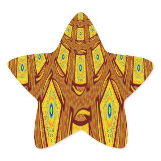 Beautiful Golden Brown African Tribal Print vector Star Sticker