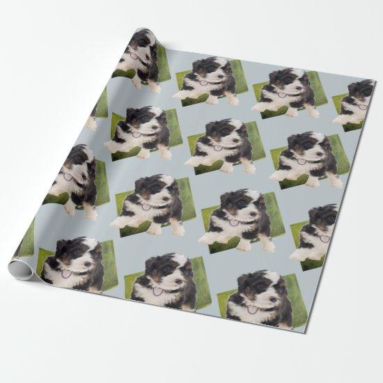 Beautiful Green Bernedoodle Puppy Art