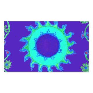 Beautiful Iridescent Blue Floral Art Oil Painting  Rectangular Sticker