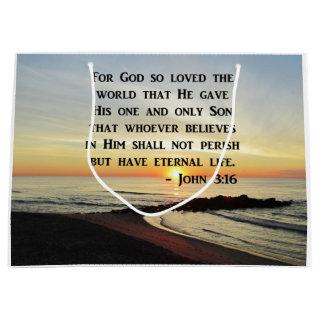 BEAUTIFUL JOHN 3:16 SCRIPTURE SUNRISE PHOTO LARGE GIFT BAG