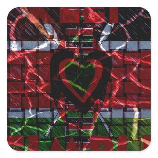 Beautiful Kenya Contemporary National Edgy Flag Square Sticker
