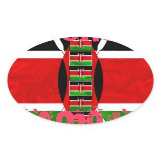 Beautiful Kenya Flag Tuko Pamoja Inspirational   Oval Sticker