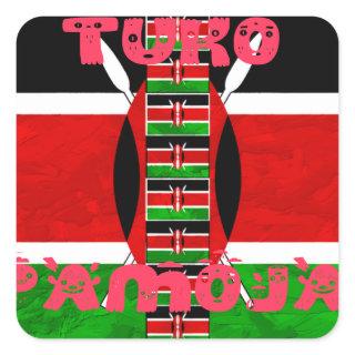 Beautiful Kenya Flag Tuko Pamoja Inspirational   Square Sticker