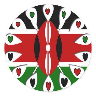 Beautiful Kenya  Lovely Hearts Amazing Pattern Art Classic Round Sticker
