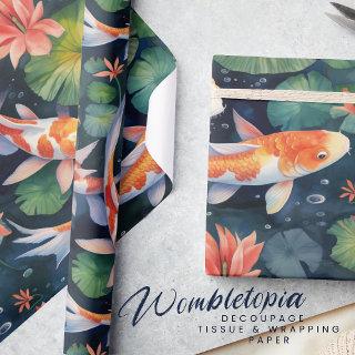 Beautiful Koi in Waterlily Garden Pattern