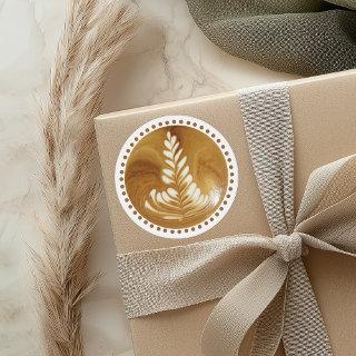 Beautiful Latte Floral Leaf Art Tree Classic Round Sticker