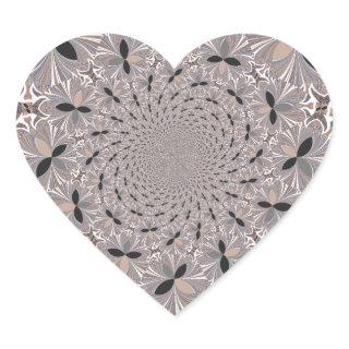Beautiful lovely ash gray kaleidoscope seamless  heart sticker
