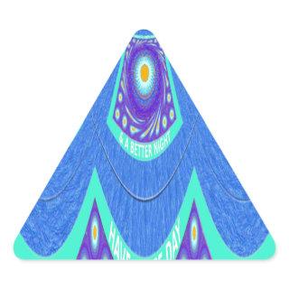 Beautiful Lovely Cyan Blue batik Print vector Art Triangle Sticker