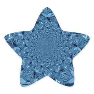 Beautiful Lovely Iridescent Blue Kaleidoscope Art  Star Sticker