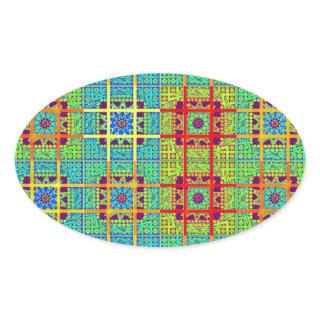 Beautiful Lovely Mayan  ethnic Print vector design Oval Sticker