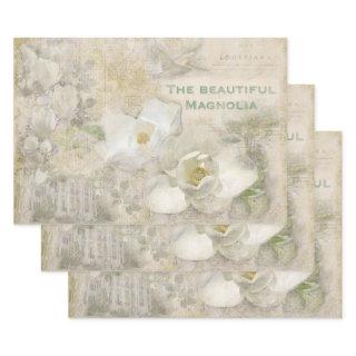 Beautiful Magnolia Vintage Collage  Sheets