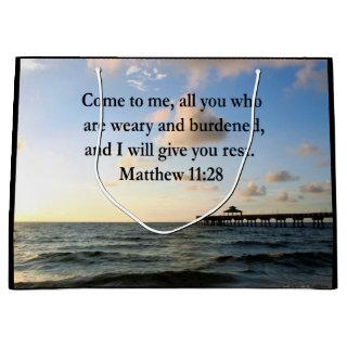 BEAUTIFUL MATTHEW 11:28 SCRIPTURE VERSE LARGE GIFT BAG