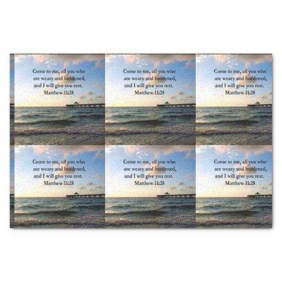 BEAUTIFUL MATTHEW 11:28 SCRIPTURE VERSE TISSUE PAPER