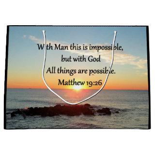 BEAUTIFUL MATTHEW 19:26 PHOTO DESIGN LARGE GIFT BAG