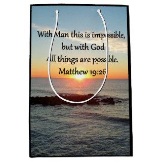 BEAUTIFUL MATTHEW 19:26 PHOTO DESIGN MEDIUM GIFT BAG