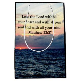 BEAUTIFUL MATTHEW 22:37 SUNRISE PHOTO DESIGN MEDIUM GIFT BAG
