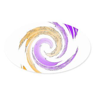 Beautiful Modern Art Design: Purple and Gold Whirl Oval Sticker