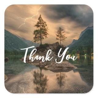 Beautiful Mountain Lake in the Evening Thank You Square Sticker