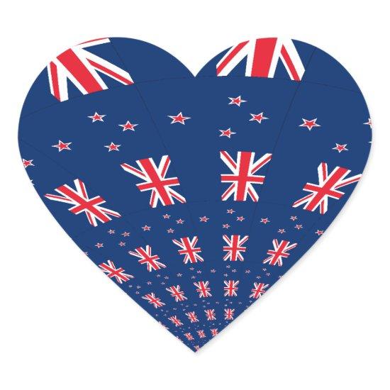 Beautiful New Zealand Flag Art Print Design Heart Sticker