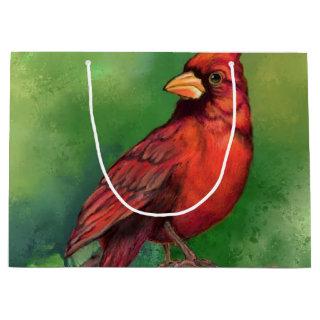 Beautiful Northern Red Cardinal Bird - Drawing Large Gift Bag