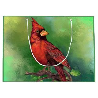 Beautiful Northern Red Cardinal Bird - Painting Large Gift Bag