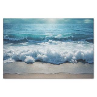 Beautiful Ocean Waves Crashing at the Beach  Tissue Paper