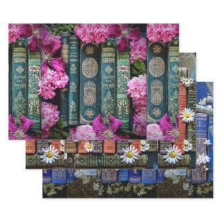 Beautiful Old Books Spines and Flowers  Sheets