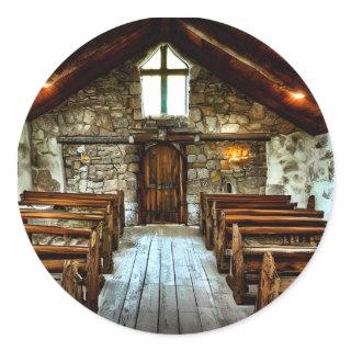Beautiful Old Picturesque Pioneer Church Classic Round Sticker