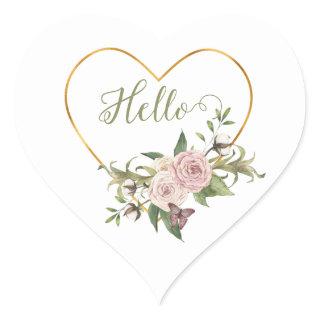 Beautiful Pastel Watercolor Floral Bouquet  Heart Sticker