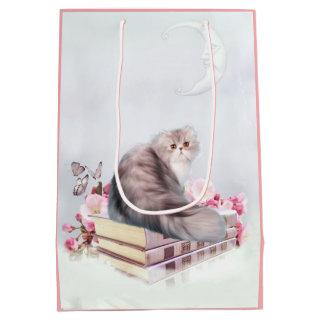 Beautiful persian cat with books medium gift bag