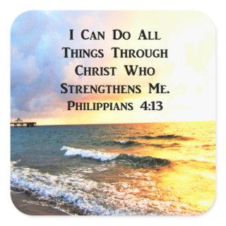 BEAUTIFUL PHILIPPIANS 4:13 SCRIPTURE PHOTO SQUARE STICKER