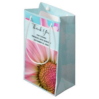 Beautiful Pink Flower Close Up Photo Thank You Small Gift Bag