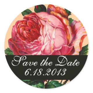 BEAUTIFUL PINK ROSE  ,Save the Date Classic Round Sticker