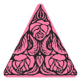 BEAUTIFUL PINK ROSES TRIANGLE TRIANGLE STICKER