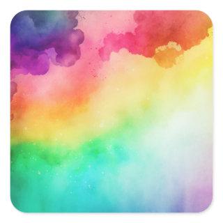Beautiful Rainbow Colors Abstract Design Square Sticker