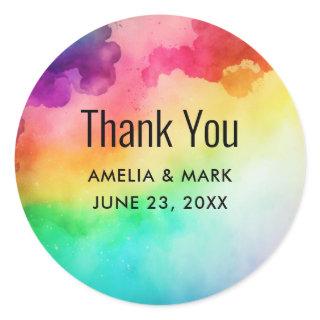 Beautiful Rainbow Colors Abstract Design Thank You Classic Round Sticker