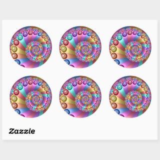 Beautiful Rainbow Colors Abstract Fractal Art Classic Round Sticker