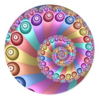 Beautiful Rainbow Colors Abstract Fractal Art Classic Round Sticker