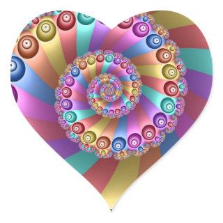 Beautiful Rainbow Colors Abstract Fractal Art Heart Sticker