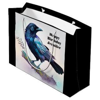 Beautiful Raven on a Tree Branch Birthday Large Gift Bag