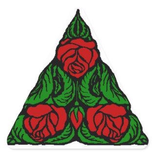 BEAUTIFUL RED ROSES TRIANGLE TRIANGLE STICKER
