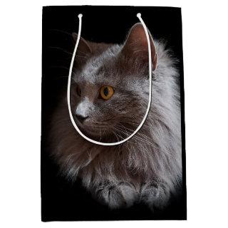 Beautiful Russian Blue Gray Cat Nebelung Medium Gift Bag