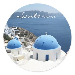 Beautiful Santorini Greece Classic Round Sticker