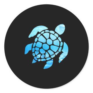 Beautiful Sea Turtle Silhouette Seen From Undersea Classic Round Sticker