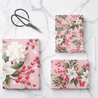 Beautiful Shabby Chic Pink Christmas Floral Berry  Sheets